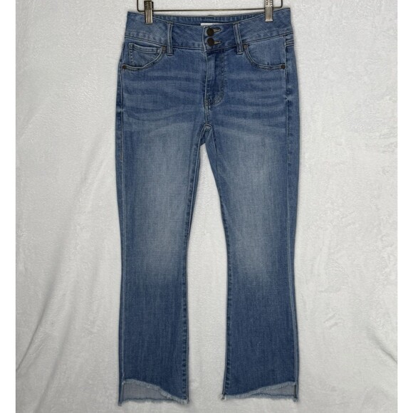 CABI Hi-Low Crop Jeans Size 2 Raw Hem Stretch Cropped Style #6070 - Picture 2 of 16
